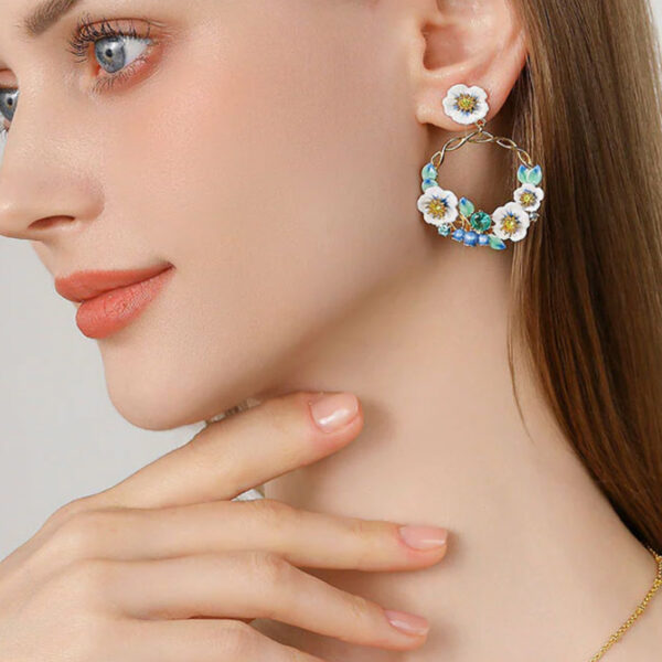 Blueberry Dangle Hoop Earrings - Image 2